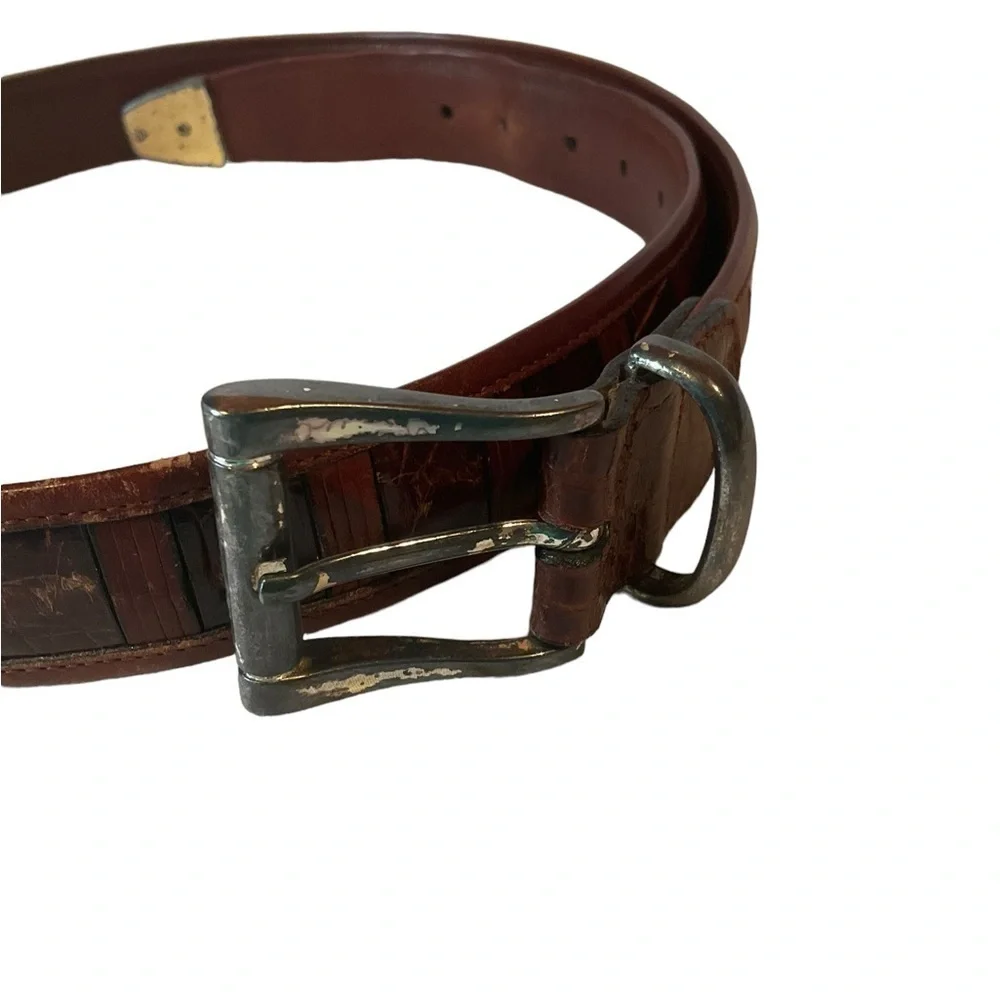 Cale Brown Crocodile Skin Belt Size 34